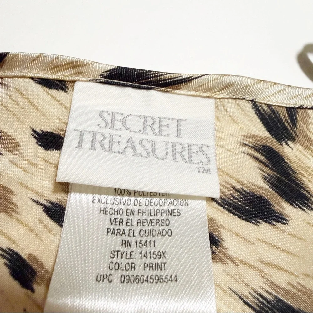 Secret Treasures Leopard Print Satin Lace Up Midi Slip Dress Chemise Nightgown